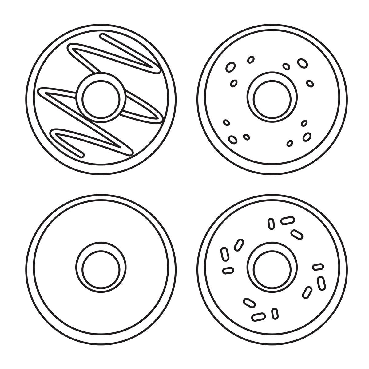 Online coloring book: Coloring book four donuts with a hole
